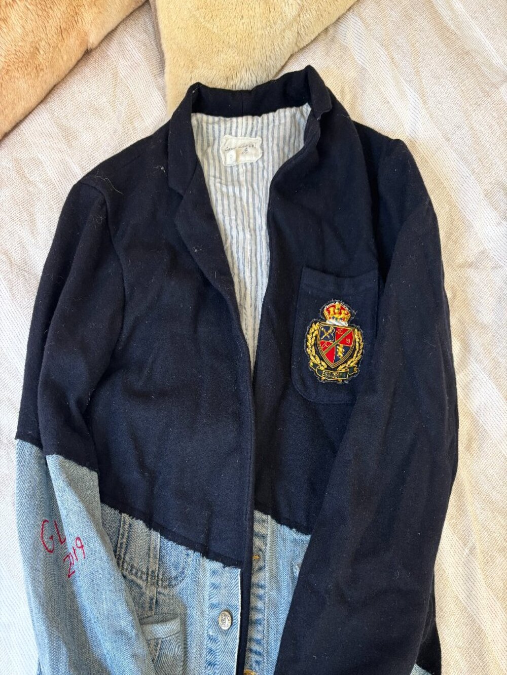 Greg Lauren 50/50 Navy Prep Denim Blazer